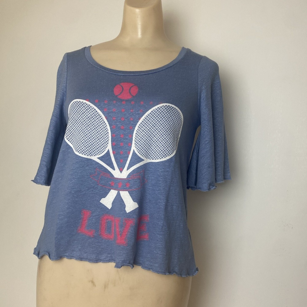Chaser Top Womens XS Tennis Pickleball Graphic Tee T-Shirt Flowy Blouse linen